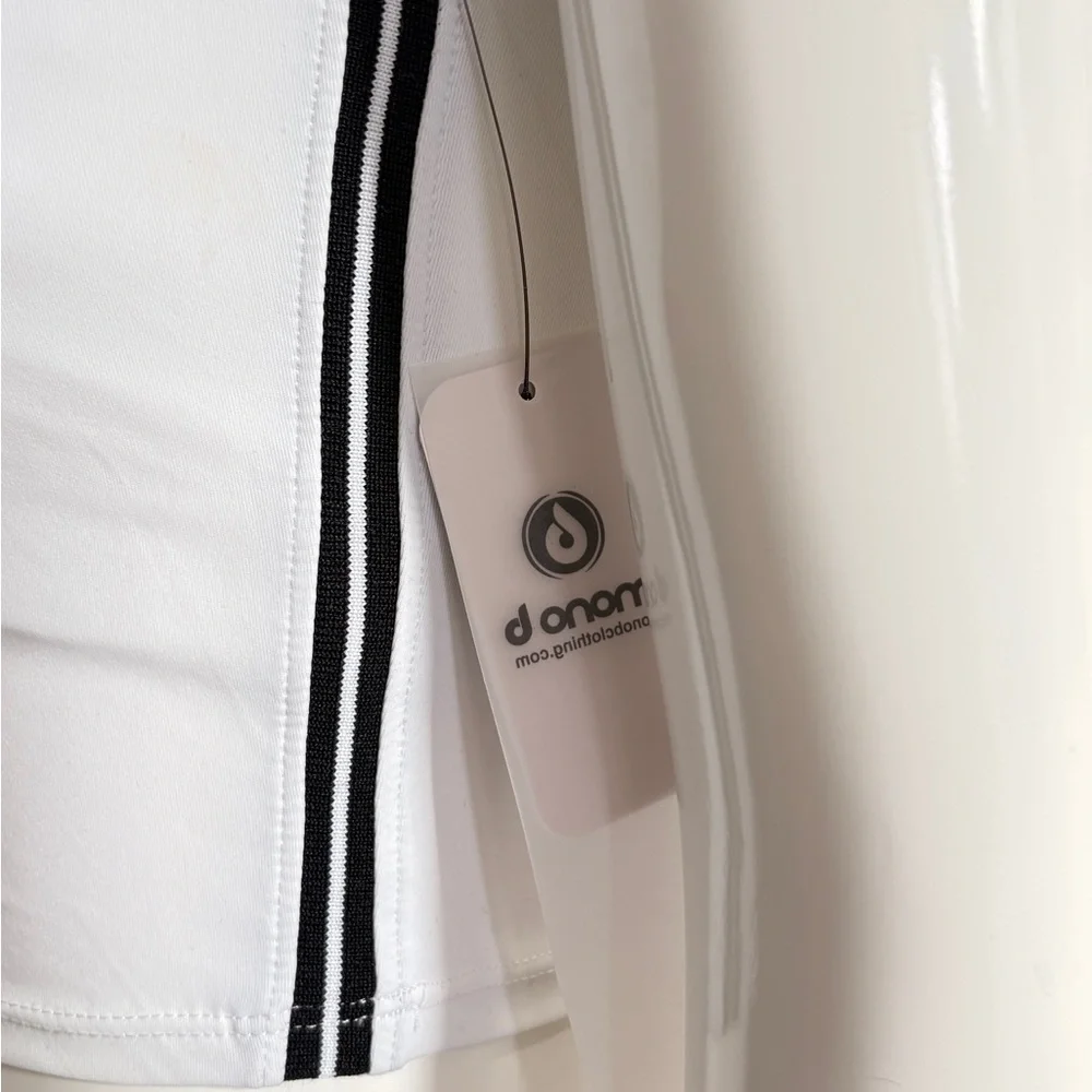 NWT Mono B Side Stripe Cropped Tennis Polo Top - Picture 3 of 5